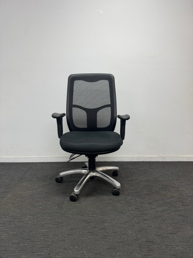Ergonomic Gas Lift Chair with Arms-ErgoSelect-Black Mesh Back with Extra Thick Seat