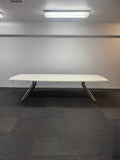 Boat Shape Boardroom Table-White Top with Chrome Base-3000mm x 1200mm