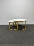 Round Coffee Table-White Top with Gold Base