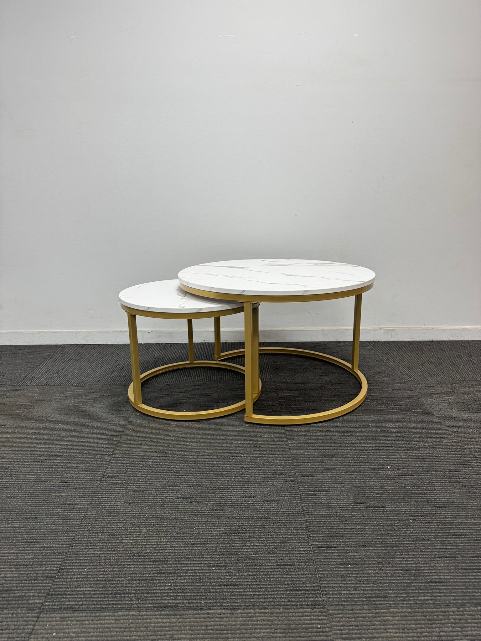 Round Coffee Table-White Top with Gold Base