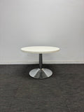 Round Coffee Table-White Top with Chrome Circle Base-600mm