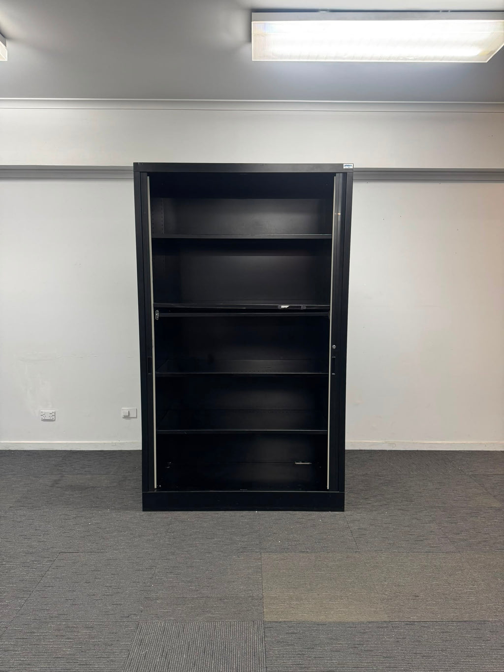 PLANEX Sliding Door Tambour Cabinet-Black-2000mm high x 1200mm wide