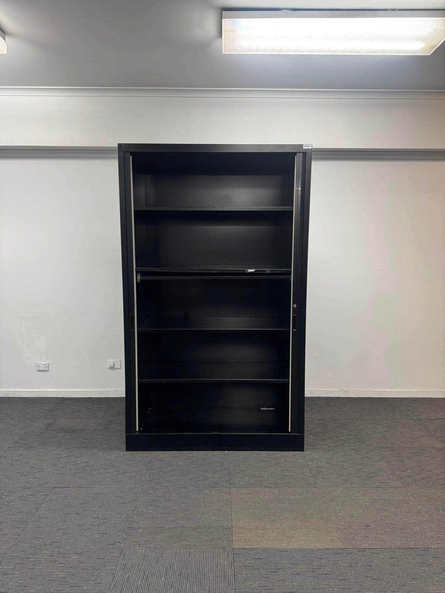 PLANEX Sliding Door Tambour Cabinet-Black-2000mm high x 1200mm wide