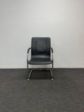 Visitor Chair with Arms-Black PU Leather