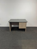 Straight Desk with Drawer Unit-Ironstone Top with Oyster Linen Legs-1200mm x 750mm