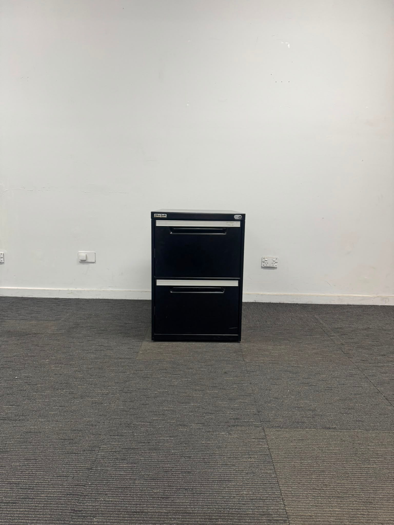 Two Drawer Filing Cabinet-Elit Built-Black