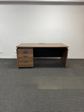 Straight Desk with Mobile Drawer Unit-Walnut-1600mm x 750mm