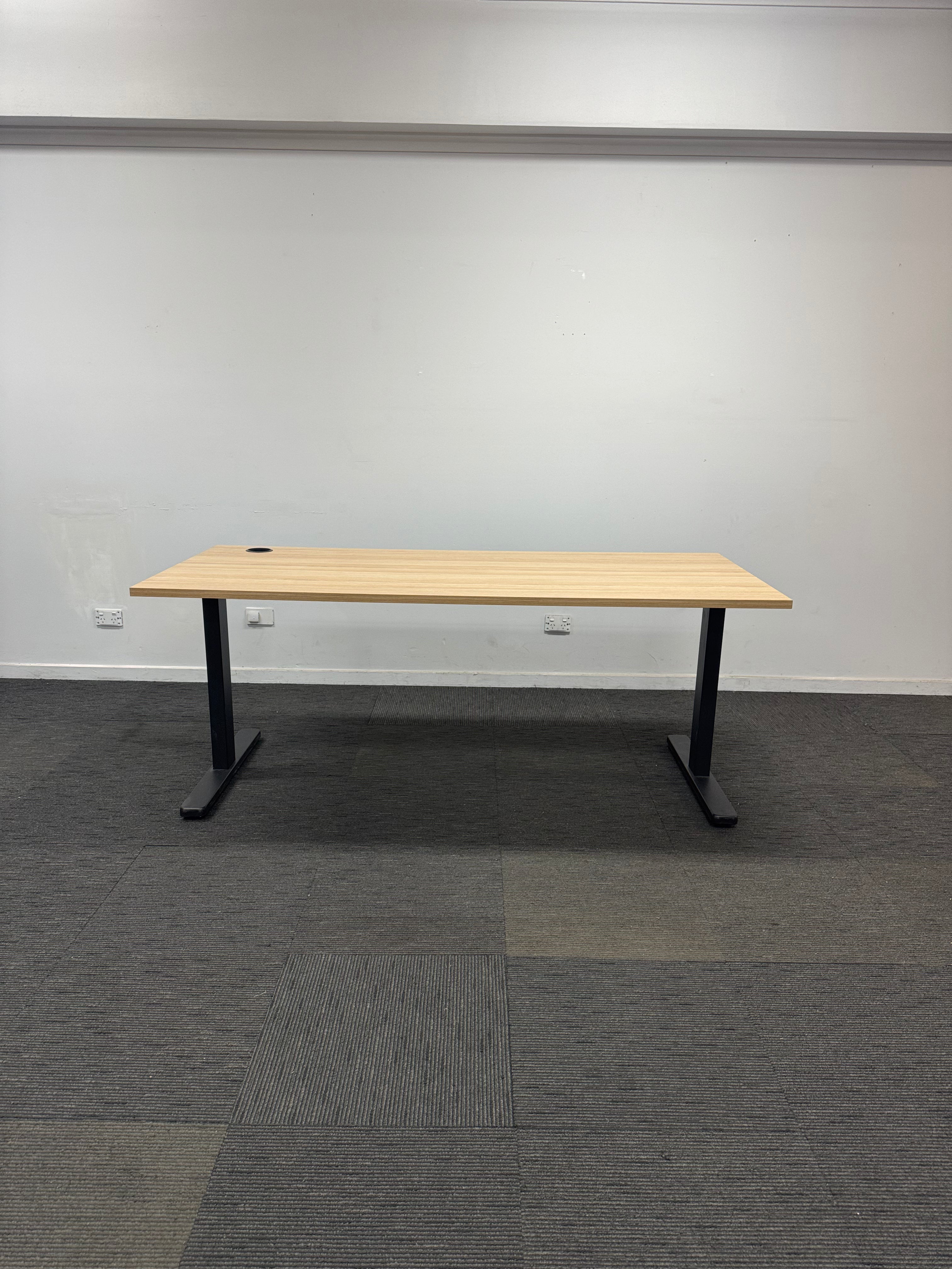 Straight Desk-Oak Top with Black Steel Legs-1800mm x 800mm