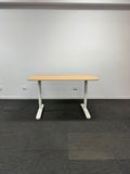 Straight Desk-Bekant-Oak Top with White Base