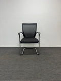 Visitor Chair with Armrests-Black Mesh Back with Steel Base