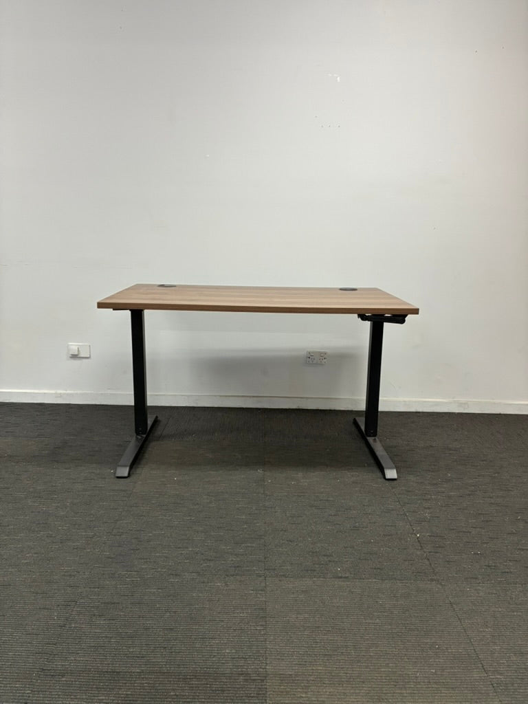 Manual Sit-Stand Height Adjustable Desk-Walnut-1200mm x 700mm