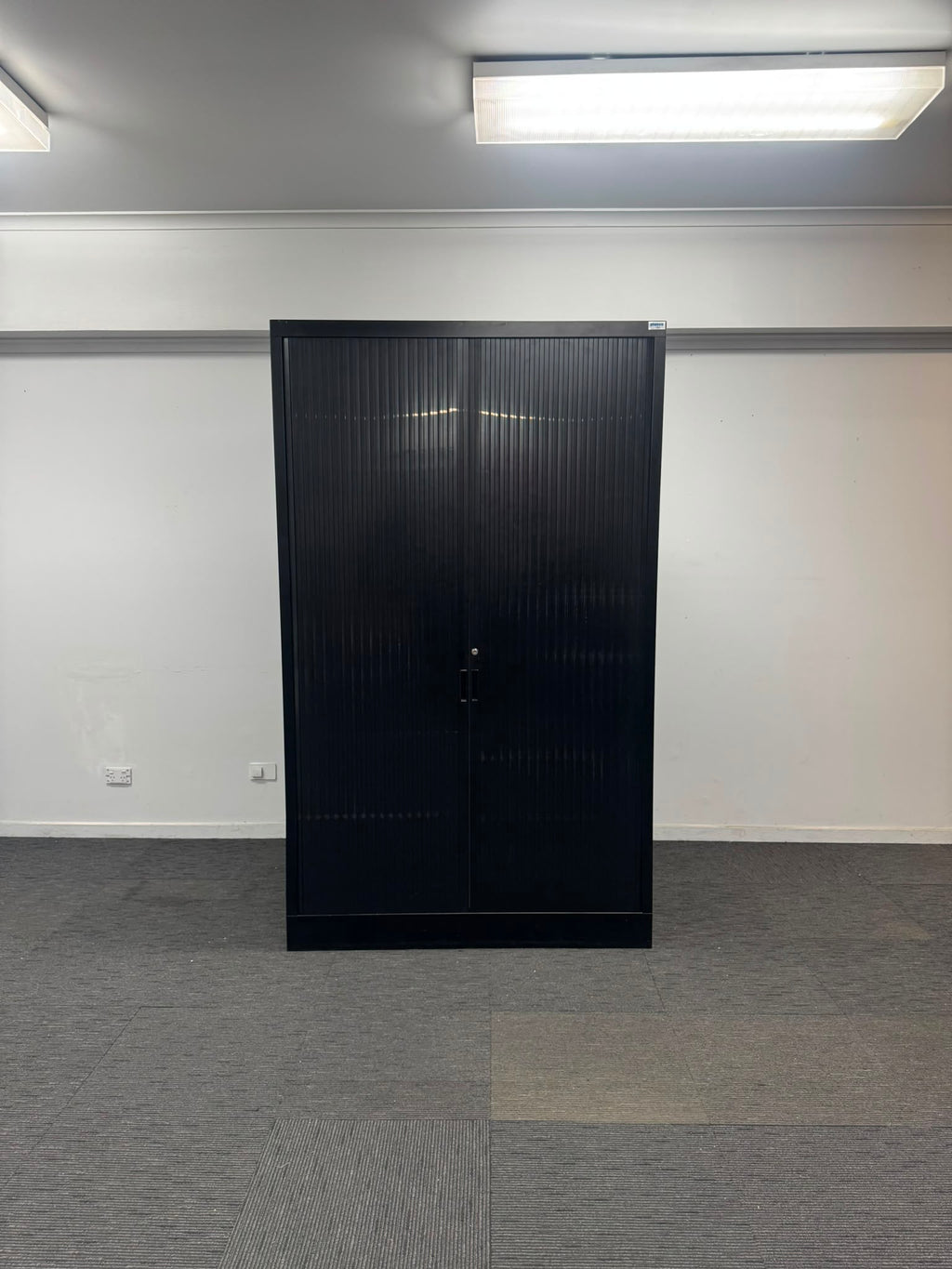 PLANEX Sliding Door Tambour Cabinet-Black-2000mm high x 1200mm wide