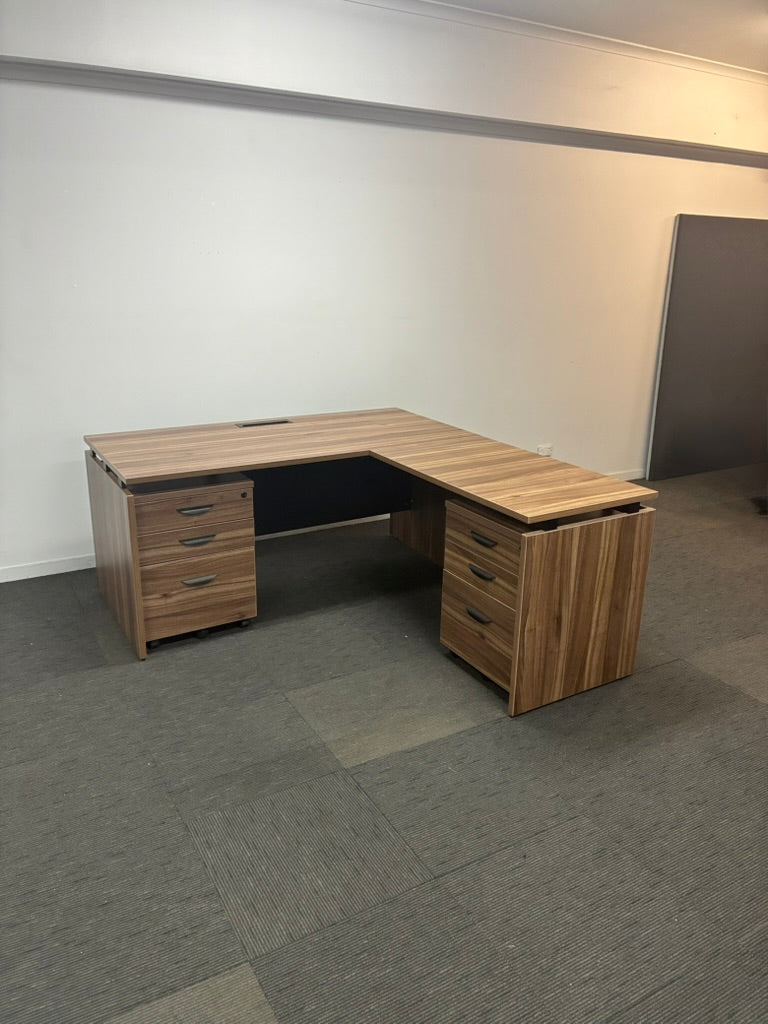 L-Shape Desk with Reversible Return-Walnut-1600mm x 1750mm
