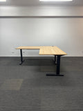 L-Shape Desk with Reversible Return-Oak Top with Black Steel Legs-1800mm x 1800mm