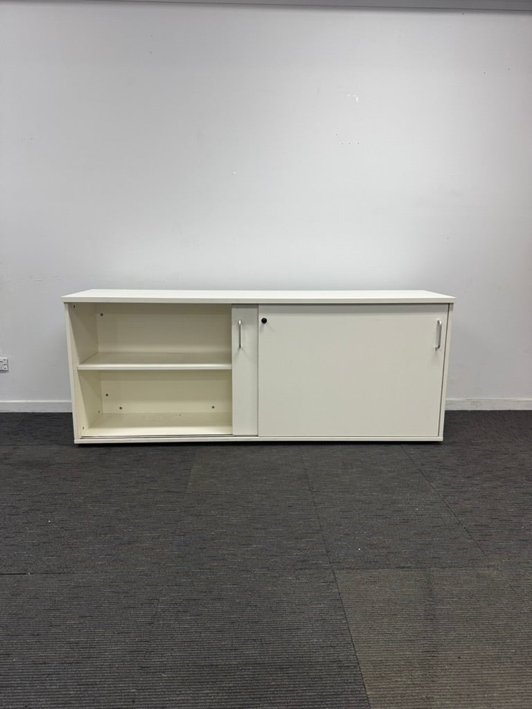Lockable Sliding Door Credenza-White-1800mm