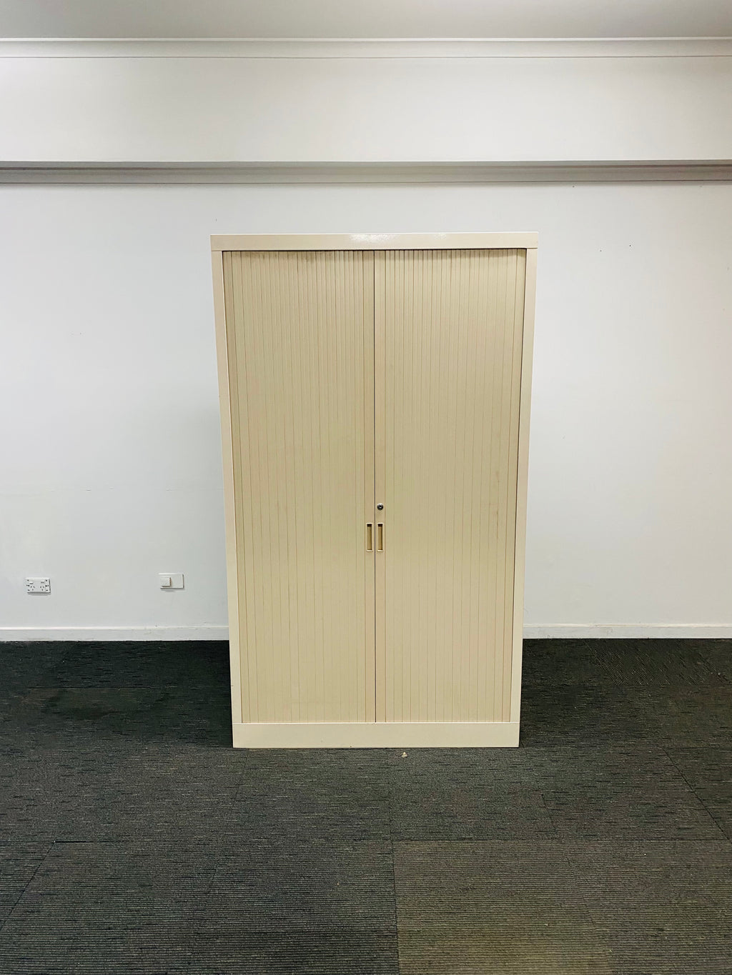 Sliding Door Tambour Cabinet-Beige-1800mm H x 1045mm W