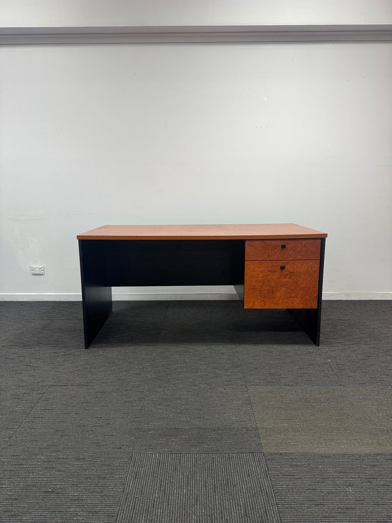 Straight Desk-Wild Birch with Black-1500mm